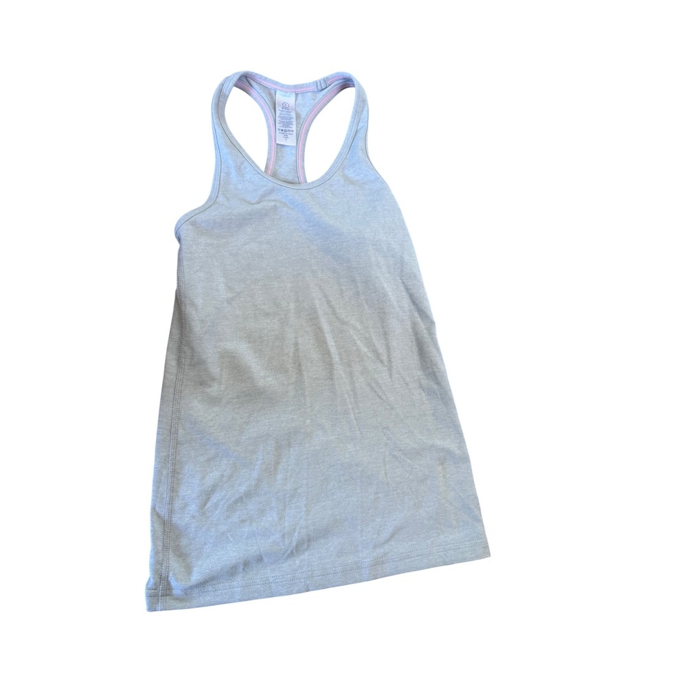 Ivivva by Lululemon Girls Gray Racerback Tank Top Built-In Shelf Bra Size 7